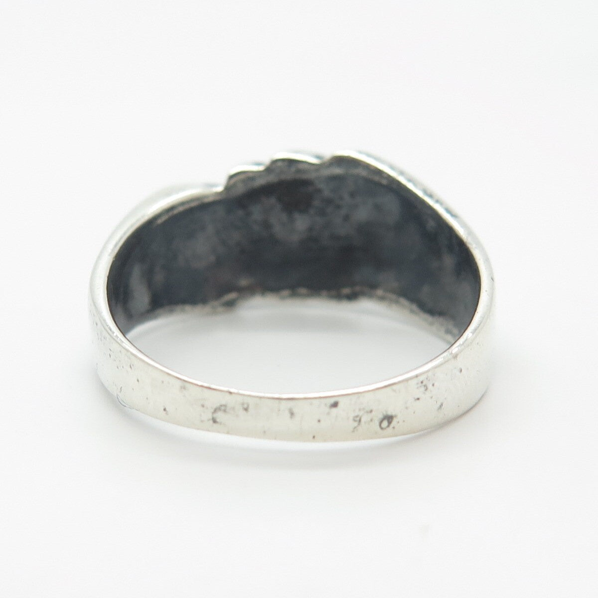925 Sterling Silver Vintage Ribbed Ring Size 7.75
