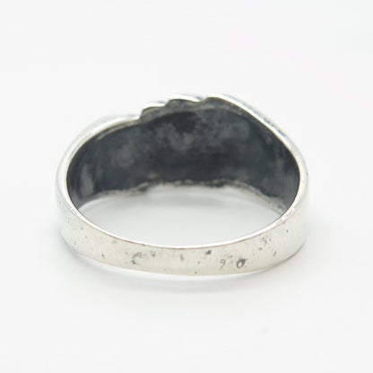 925 Sterling Silver Vintage Ribbed Ring Size 7.75