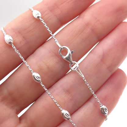 925 Sterling Silver Diamond-Cut Beads By The Yard Cable Chain Necklace 24"
