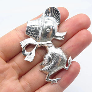 925 Sterling Silver Vintage Duckling Pin Brooch
