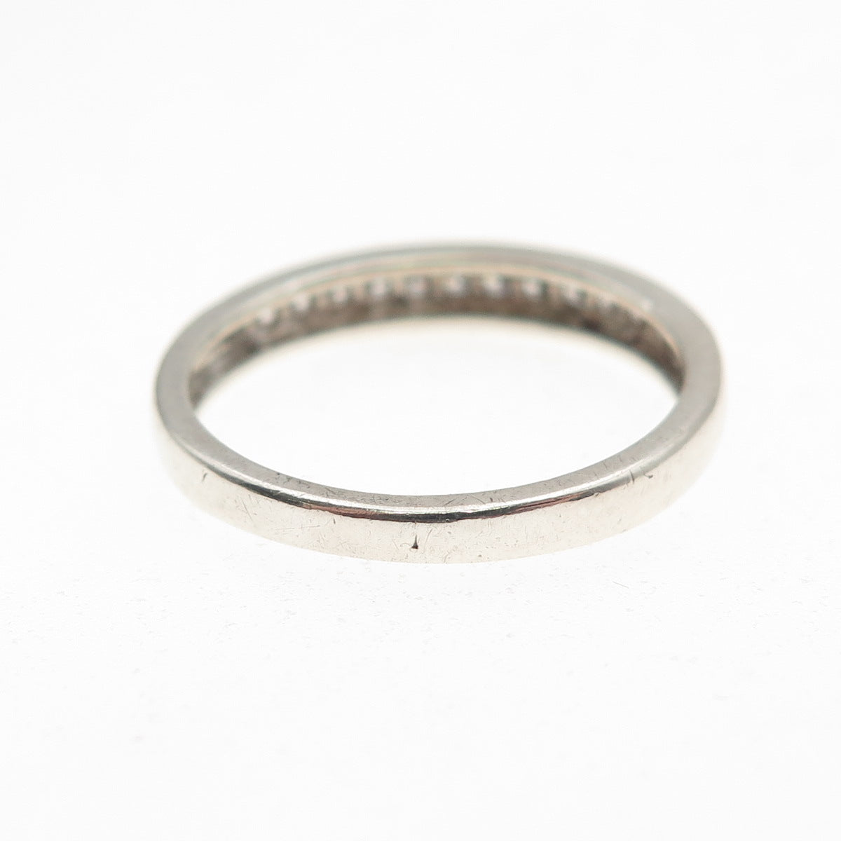 JH Young 925 Sterling Silver Round-Cut C Z Half Eternity Band Ring Size 7