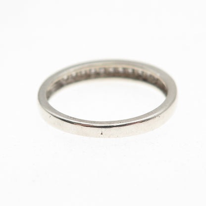JH Young 925 Sterling Silver Round-Cut C Z Half Eternity Band Ring Size 7