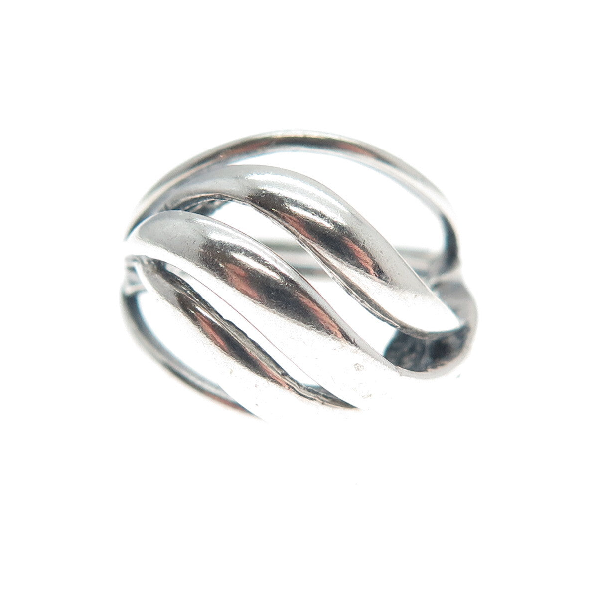 BEAU Sterling Silver Antique Art Deco Wavy Oxidized Adjustable Ring Size 5.25