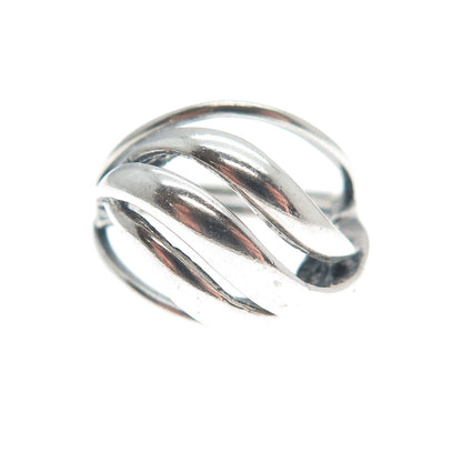 BEAU Sterling Silver Antique Art Deco Wavy Oxidized Adjustable Ring Size 5.25