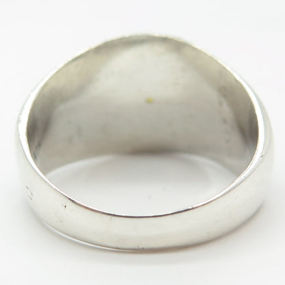 925 Sterling Silver Vintage Glass "Egirdin Dag Kom Okulu" School Ring Size 11.75