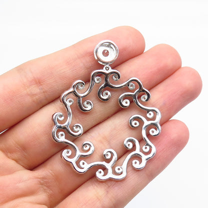 925 Sterling Silver C Z Ornate Open Round Pendant
