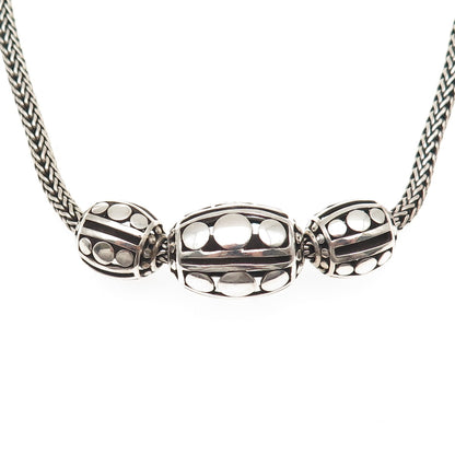 John Hardy Sterling Silver Vintage Kali Dot Beads Woven Icon Chain Necklace 16"