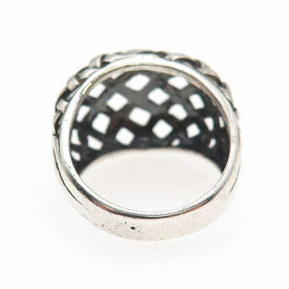925 Sterling Silver Vintage Woven Dome Oxidized Ring Size 8