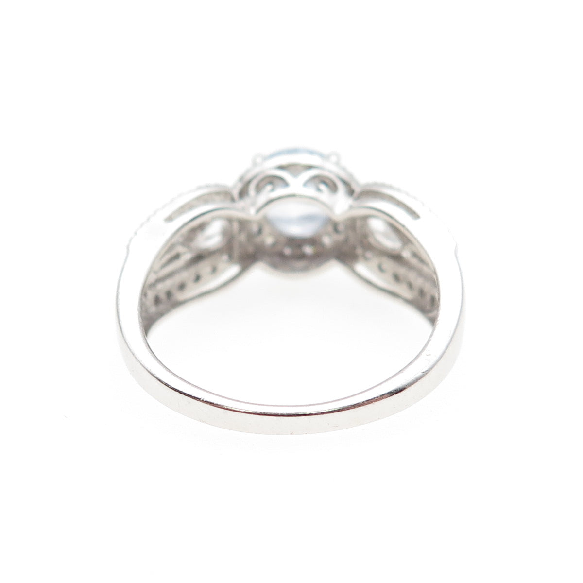 925 Sterling Silver Round & Pear-Cut C Z Engagement Ring Size 7.25