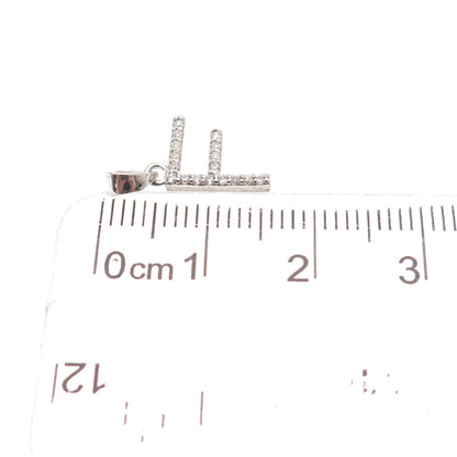 925 Sterling Silver Round-Cut C Z Letter F Initial Mini Charm Pendant