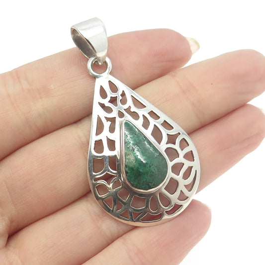 925 Sterling Silver Vintage Real Maw Sit Sit Gemstone Ornate Pendant