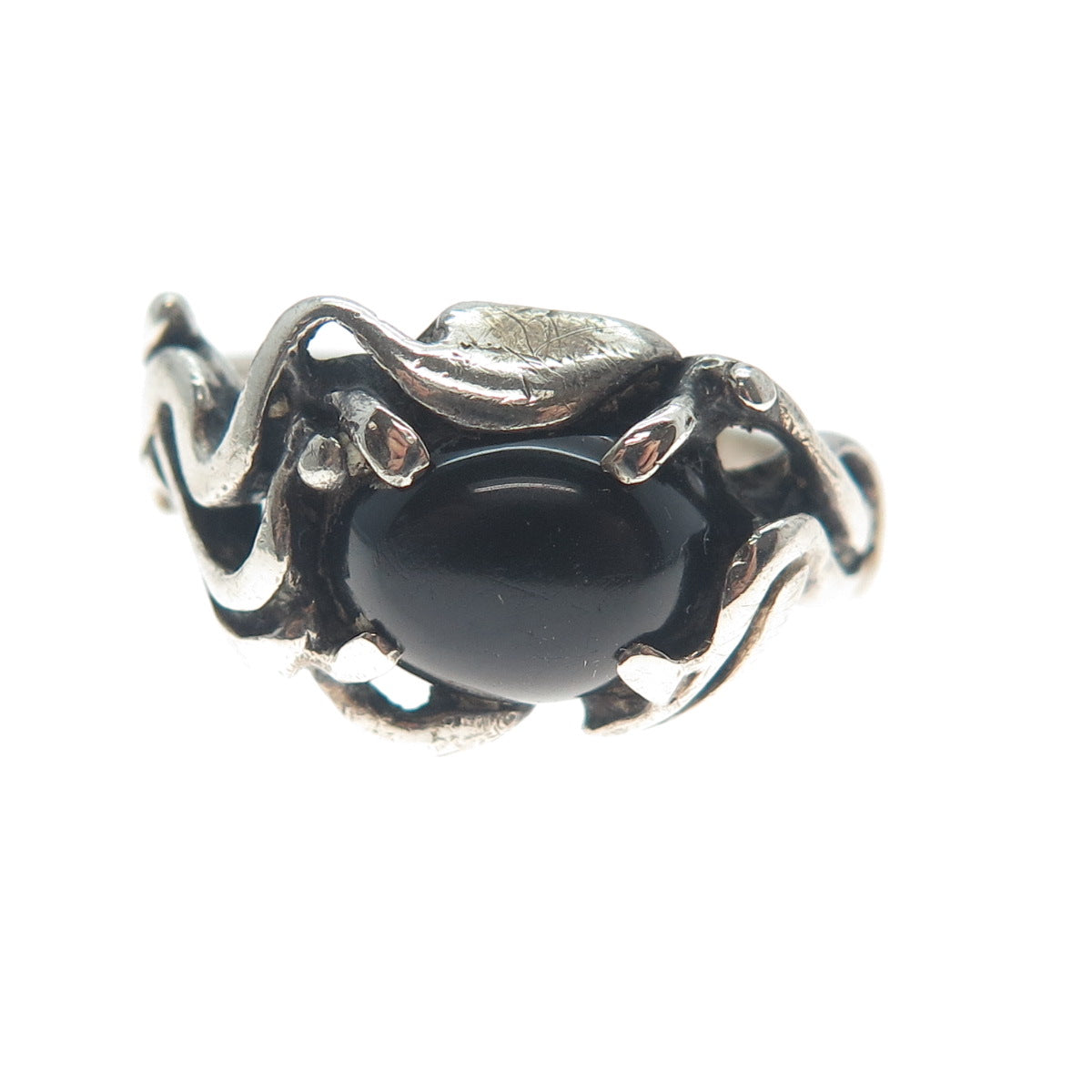 CARMELIO PATNIA Old Pawn 925 Sterling Vintage Real Black Onyx Ring Size 8.25