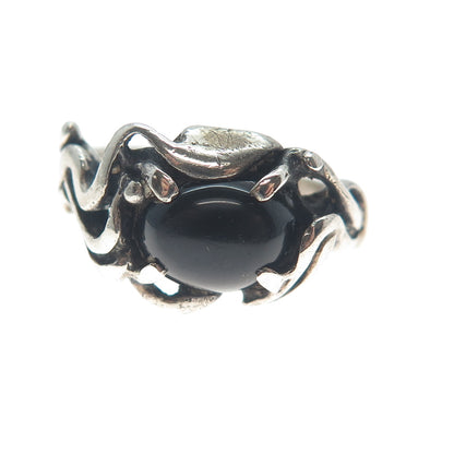 CARMELIO PATNIA Old Pawn 925 Sterling Vintage Real Black Onyx Ring Size 8.25