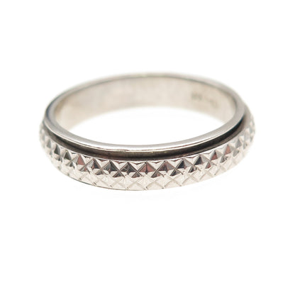 D'Joy 925 Sterling Silver Vintage Diamond-Cut Rotating Band Ring Size 8.25