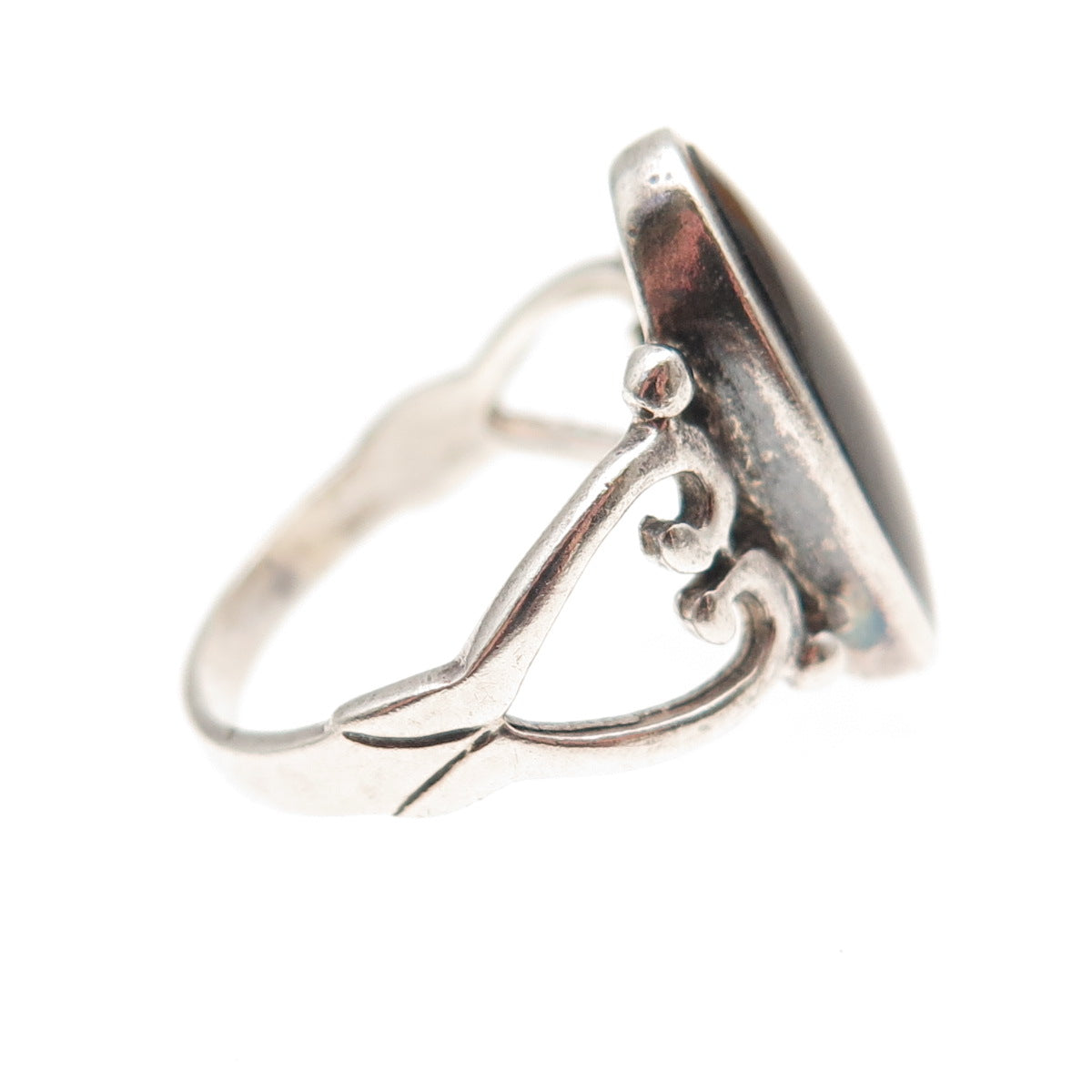 Collins Fine Jewelry 925 Sterling Vintage Real Black Onyx Heart Ring Size 7