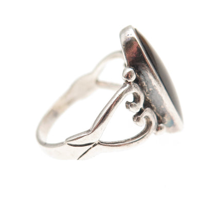 Collins Fine Jewelry 925 Sterling Vintage Real Black Onyx Heart Ring Size 7