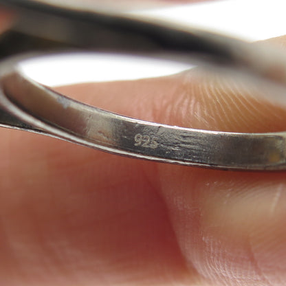 925 Sterling Silver Black Rhodium Real Diamond & Opal Cluster Ring Size 6.75