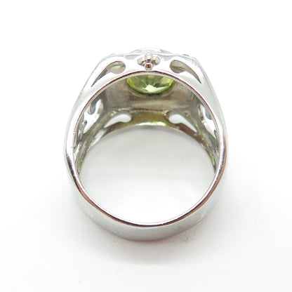 925 Sterling Silver Real Peridot Gemstone Dome Ring Size 8.5