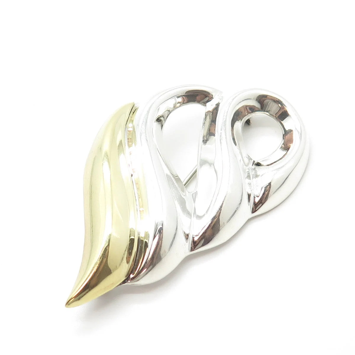 925 Sterling Silver 2-Tone Vintage Mexico Ribbed Pin Brooch