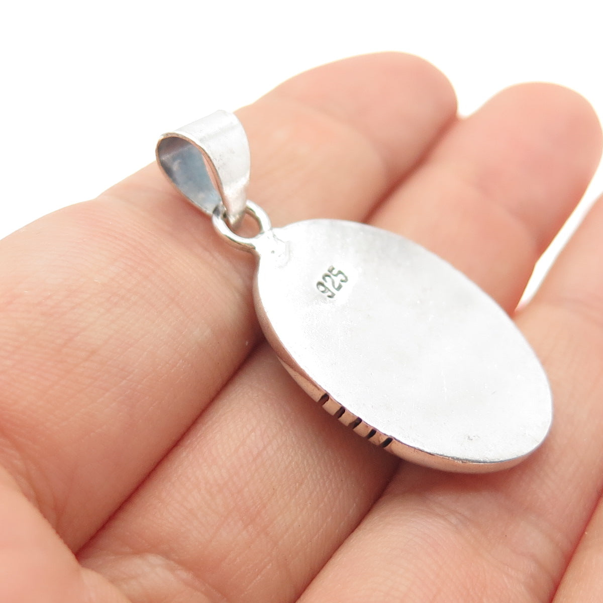 925 Sterling Silver Vintage Real Lone Mountain Turquoise Southwestern Pendant