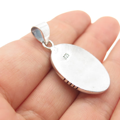 925 Sterling Silver Vintage Real Lone Mountain Turquoise Southwestern Pendant