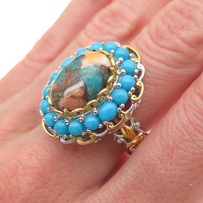 Michael Valitutti Gems En Vogue 925 Sterling Real Multi-Turquoise Ring Size 8.25