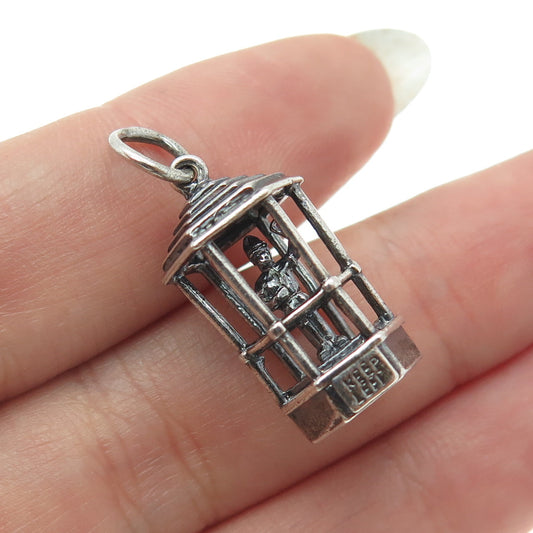 925 Sterling Silver Antique Art Deco "Keep Left" Traffic Controller Pendant