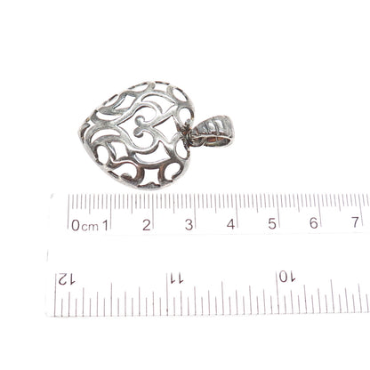 MILOR 925 Sterling Silver Vintage Italy Ornate Heart Oxidized Charm Pendant