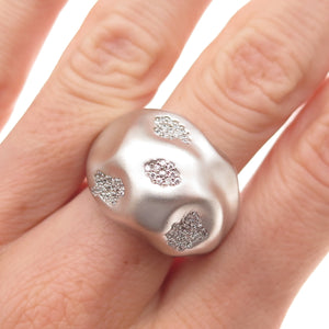 925 Sterling Silver Round-Cut C Z Modernist Dome Ring Size 9.25