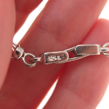 925 Sterling Silver Real Round-Cut Diamond Peace Symbol Bracelet 7"