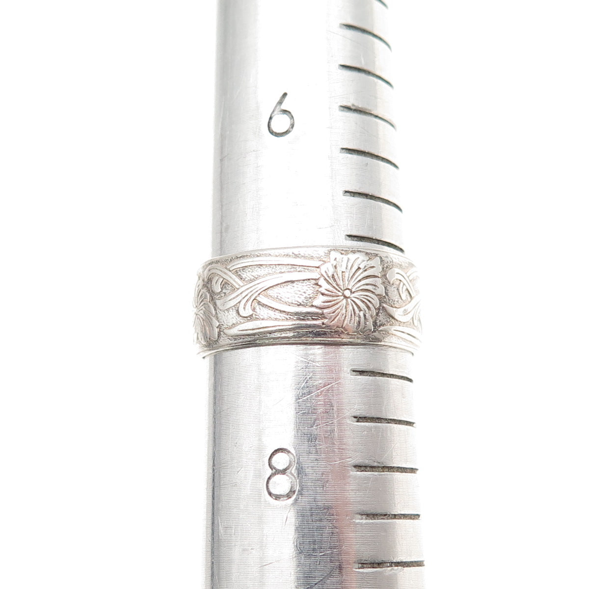 925 Sterling Silver Antique Art Deco Floral Oxidized Band Ring Size 7.25
