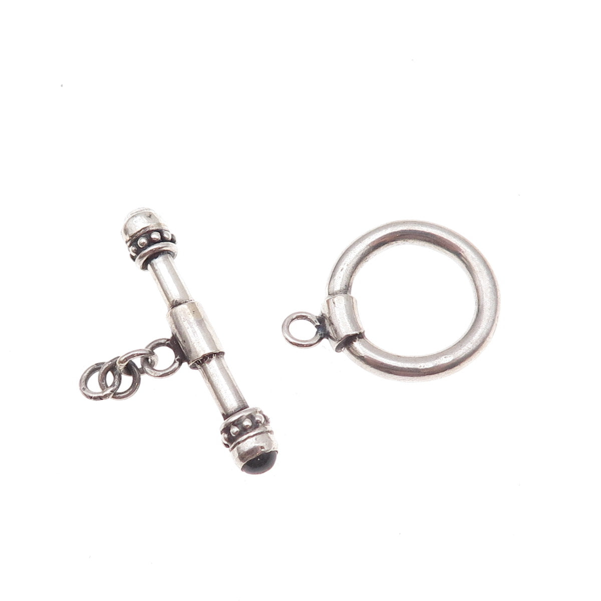 925 Sterling Silver Vintage Real Moonstone Bracelet / Necklace Toggle Lock Clasp