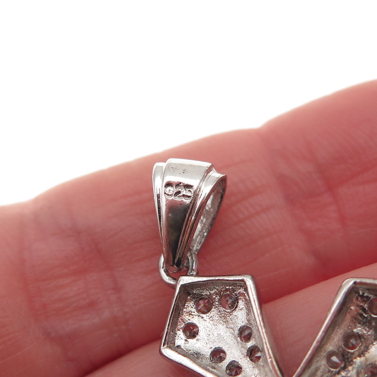925 Sterling Silver Round-Cut C Z Cross Charm Pendant