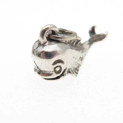BEAU 925 Sterling Silver Vintage Friendly Dolphin 3D Mini Charm Pendant