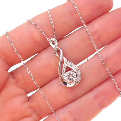 Jane Seymour Sterling Silver Real White Topaz Infinity Cable Chain Necklace 18"