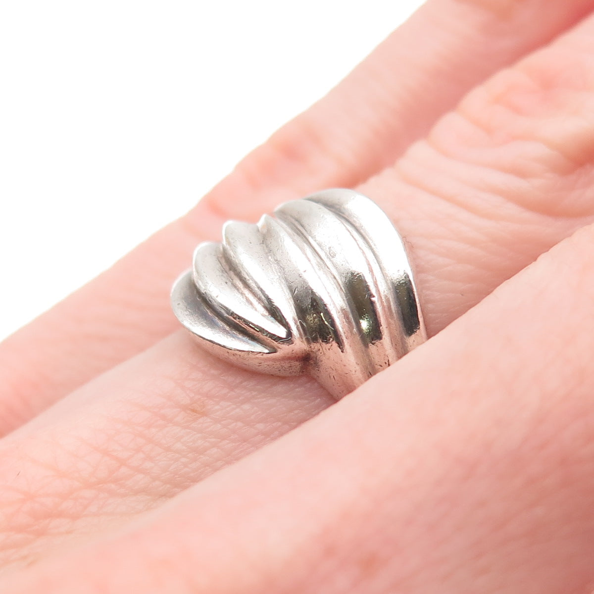 925 Sterling Silver Vintage Modernist Oxidized Ring Size 6