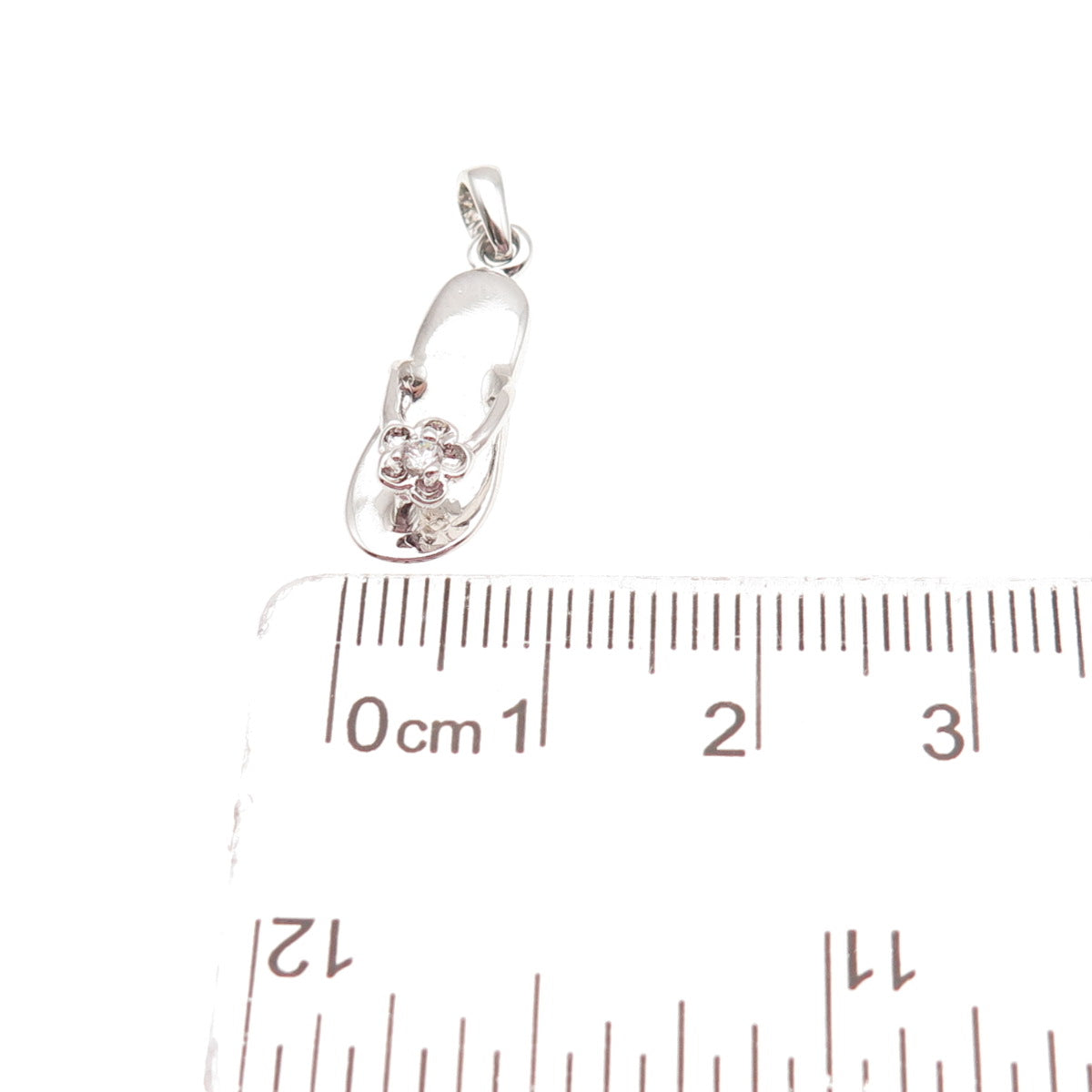 925 Sterling Silver Round-Cut C Z Flip Flop Mini Charm Pendant