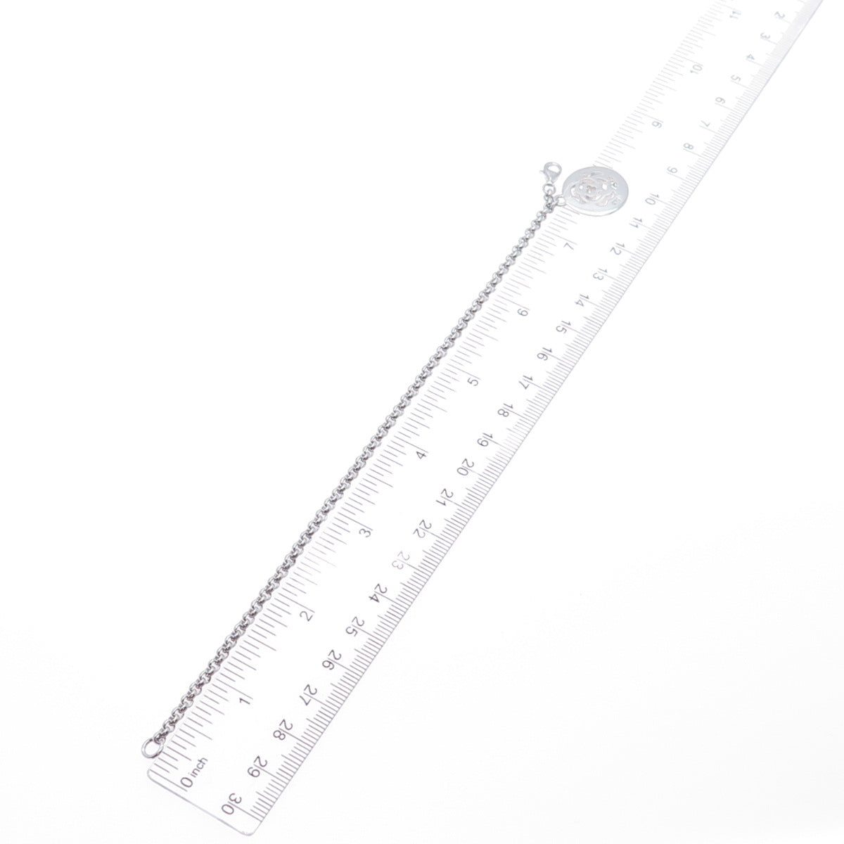 925 Sterling Silver Vintage Rose Flower Charm Rolo Link Bracelet 7.5"