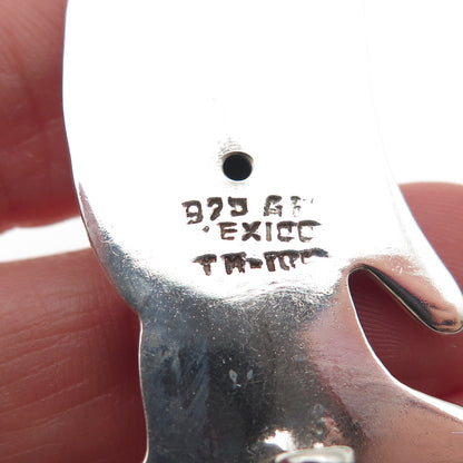 925 Sterling Silver Vintage Mexico Modernist Cat Pin Brooch