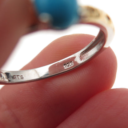 Chuck Clemency 925 Sterling 2-Tone Real Sleeping Beauty Turquoise Ring Size 8.25