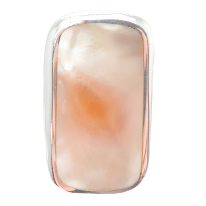 CHAPAL ZENRAY 925 Sterling Silver Vintage Real Mother-of-Pearl Ring Size 7.25