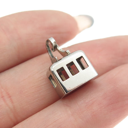 800 Silver Antique Art Deco Cable Car Minimalist Charm Pendant