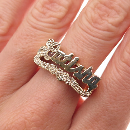 925 Sterling Silver Gold Plated Latisha Name Ring Size 8.5