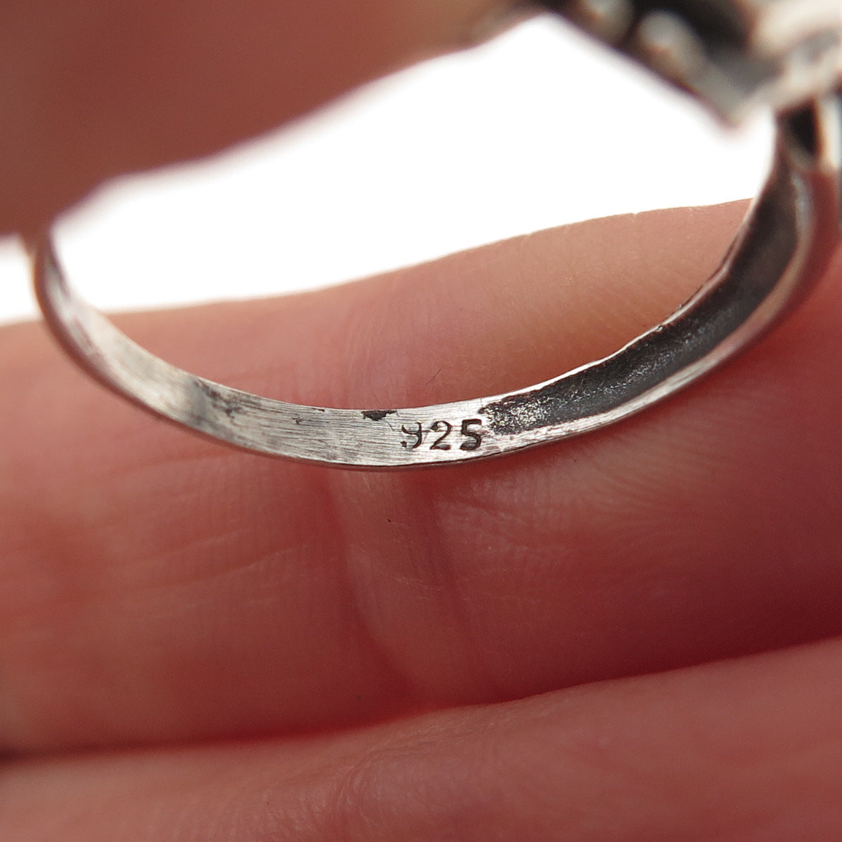 925 Sterling Silver Vintage Real Black Onyx Oxidized Ring Size 8.25
