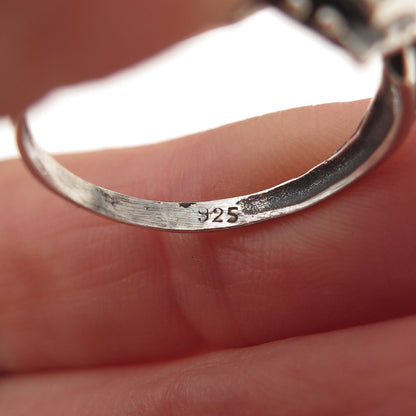 925 Sterling Silver Vintage Real Black Onyx Oxidized Ring Size 8.25
