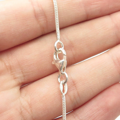 925 Sterling Silver Italy Fiber Optic Cat's Eye Gem Snake Chain Necklace 16"