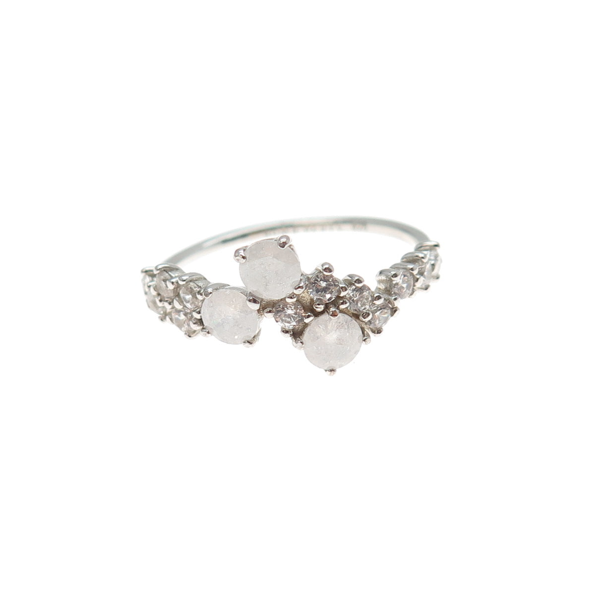 BOMB PARTY 925 Sterling Silver Round-Cut C Z Ring Size 7.5