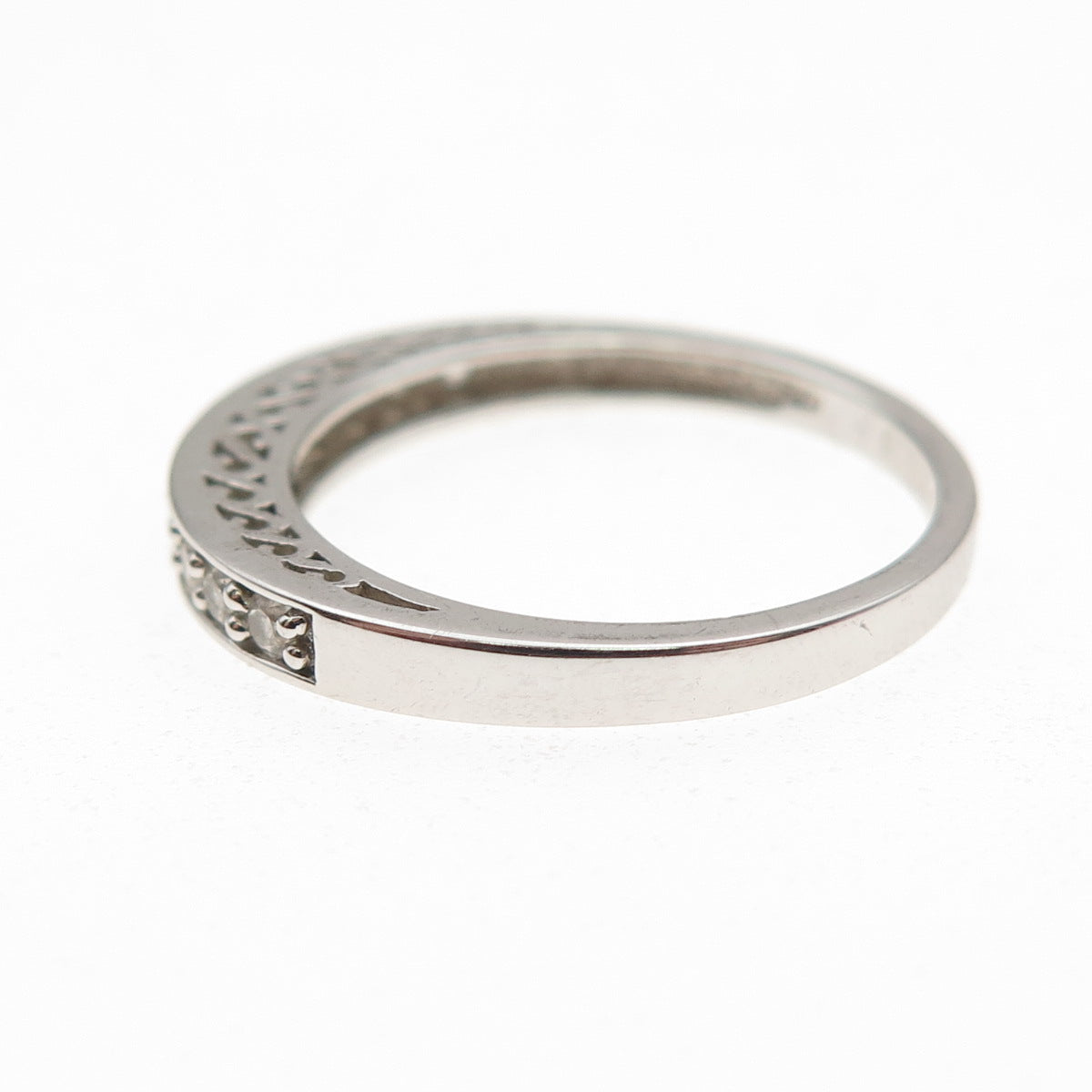 925 Sterling Silver Round-Cut C Z Half Eternity Band Ring Size 7.25