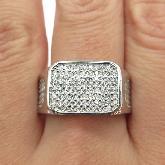 925 Sterling Silver Pave C Z Ring Size 11.25