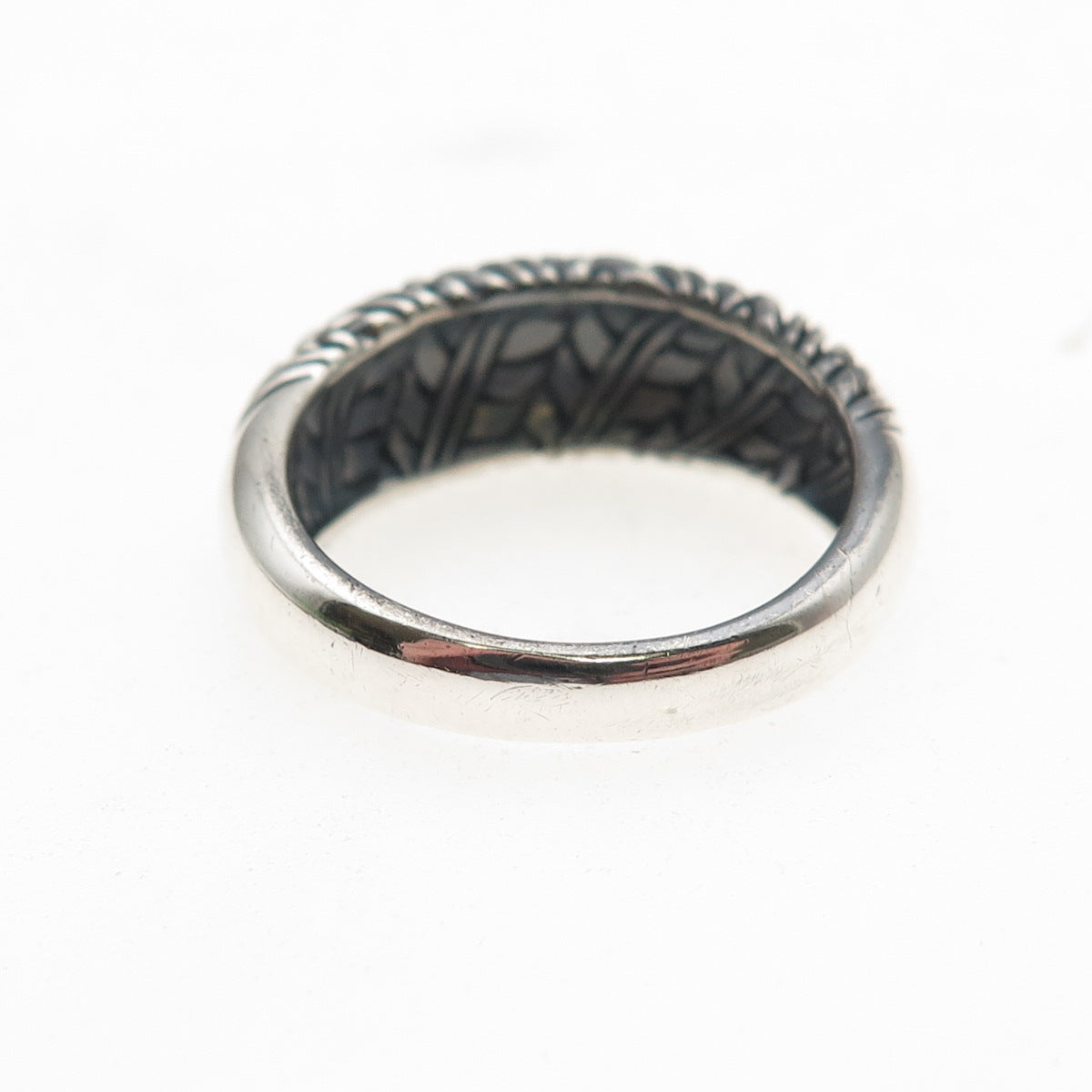 925 Sterling Silver Vintage Modernist Wheat Oxidized Ring Size 8